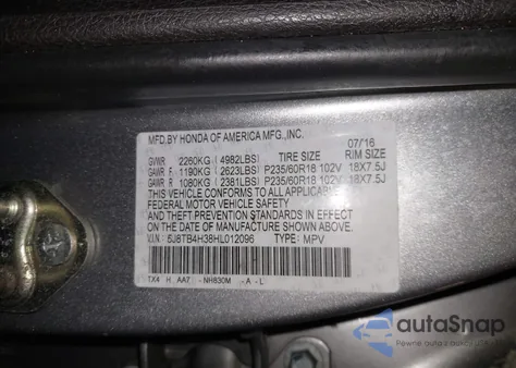 2017 Acura Rdx Acurawatch Plus Package из США, поврежденный, VIN 5J8TB4H38HL012096